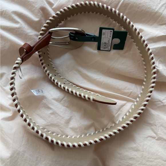 wild fable Brown Western Belt with White Whipstitch and Silver Buckle - Picture 4 of 4